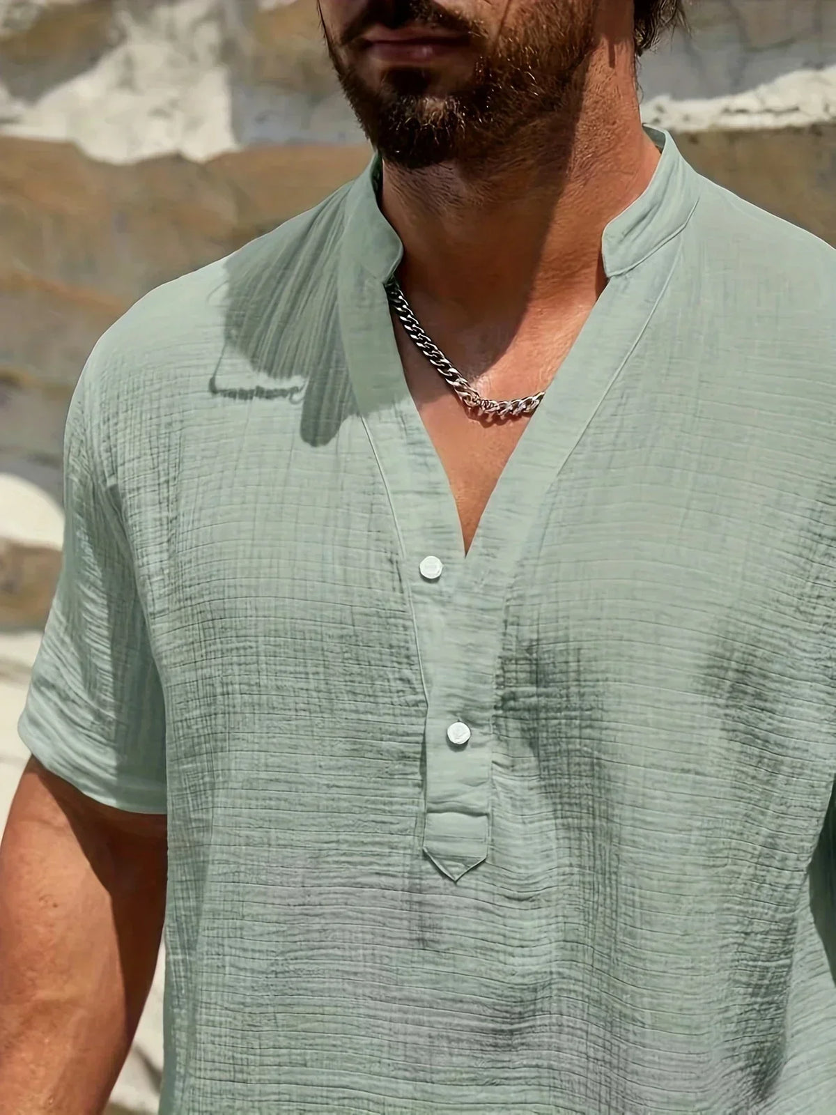 Darevo | Elegant Summer Shirt with High Collar