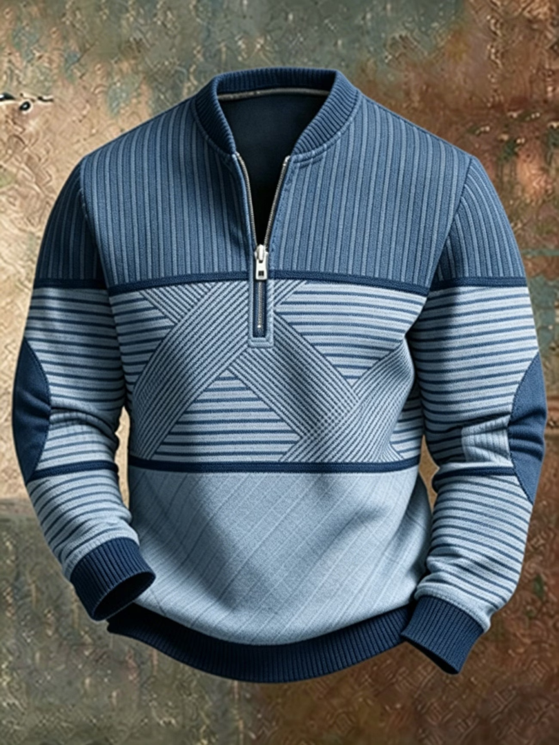 Darevo | Elegant Men's Sweater with Half Zip