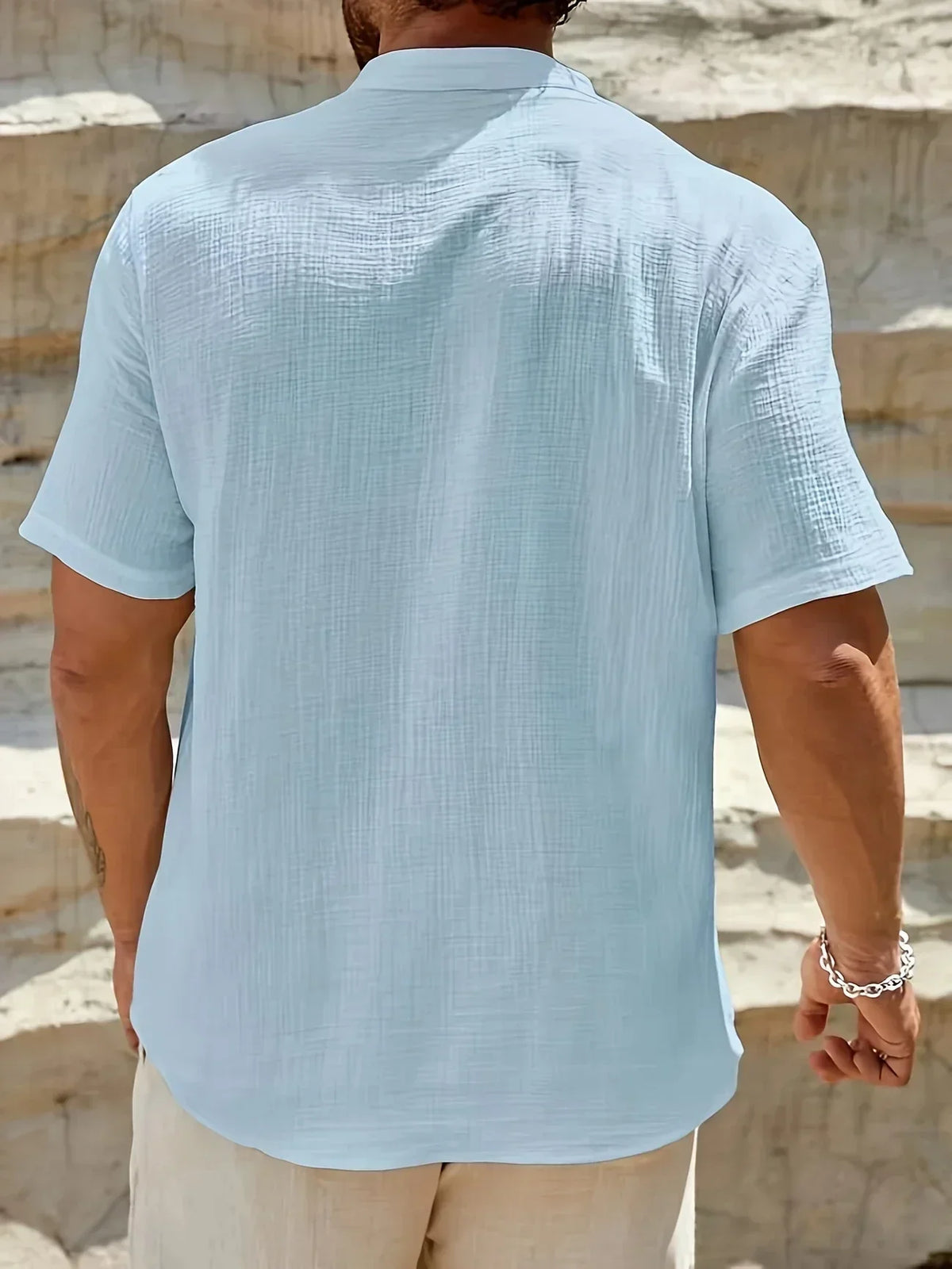 Darevo | Elegant Summer Shirt with High Collar