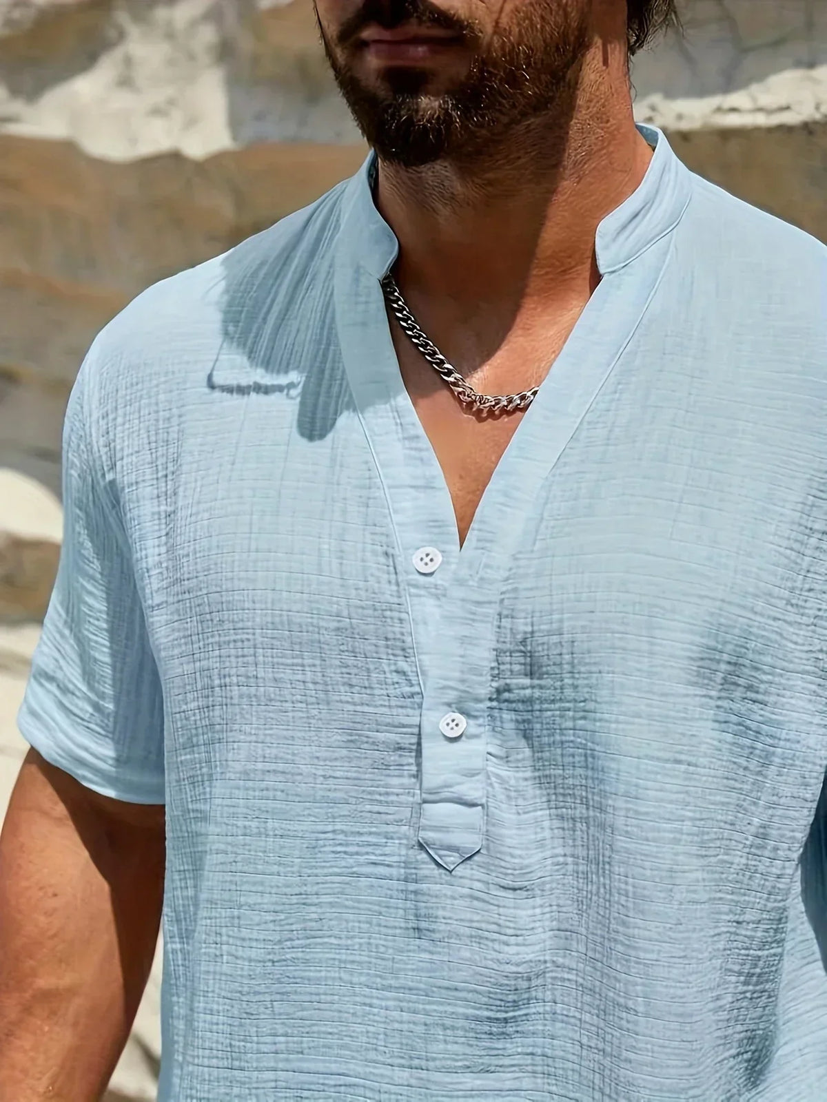 Darevo | Elegant Summer Shirt with High Collar