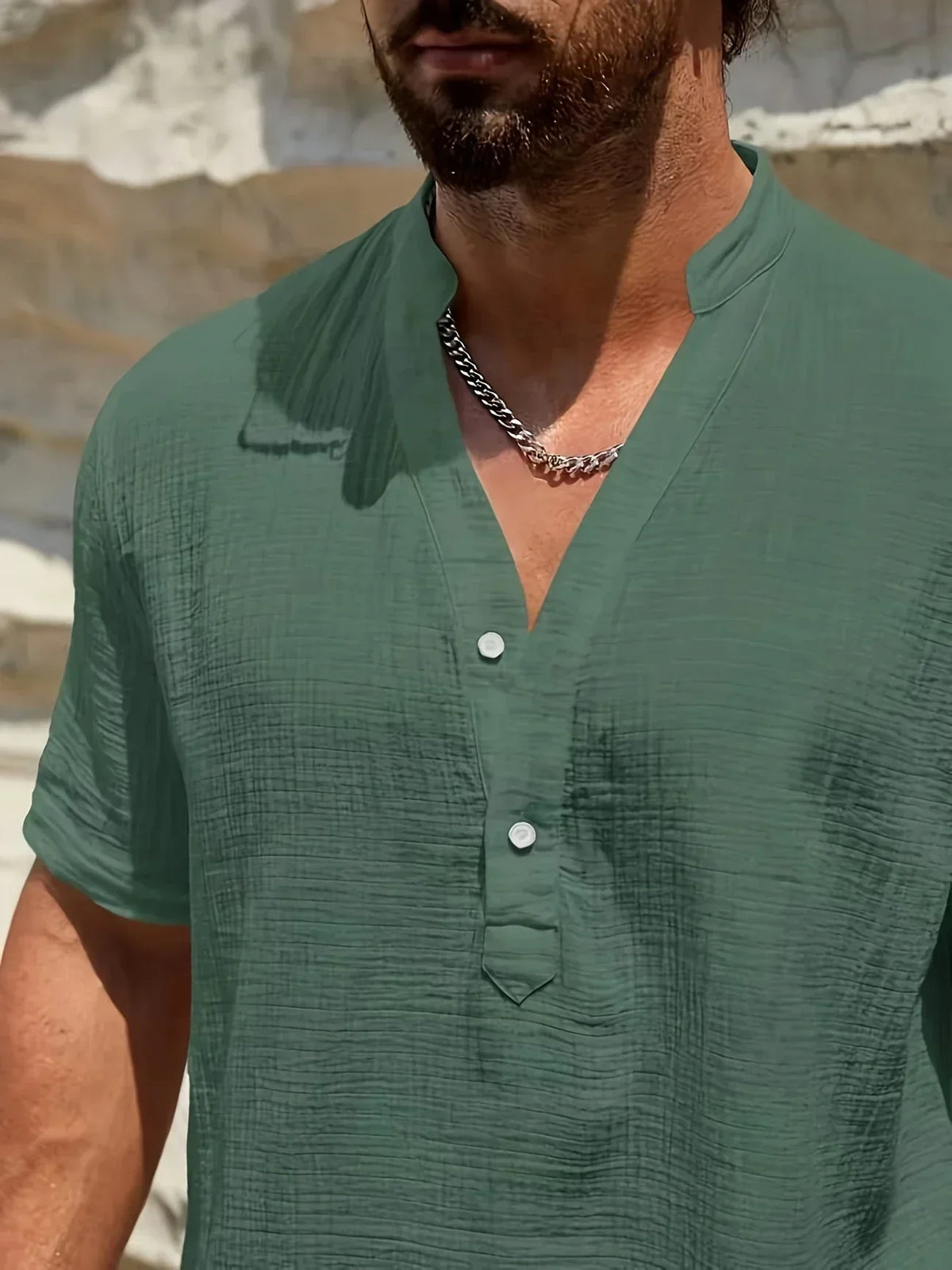 Darevo | Elegant Summer Shirt with High Collar