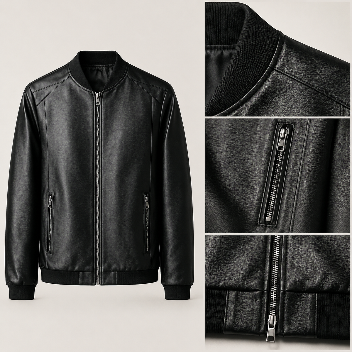 Darevo | Leather Bomber Jacket