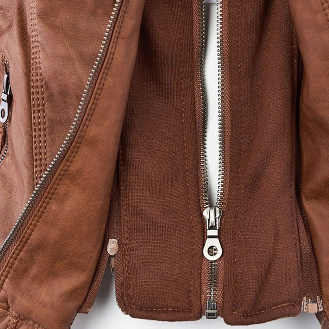 Darevo | Modern Leather Jacket with Hood