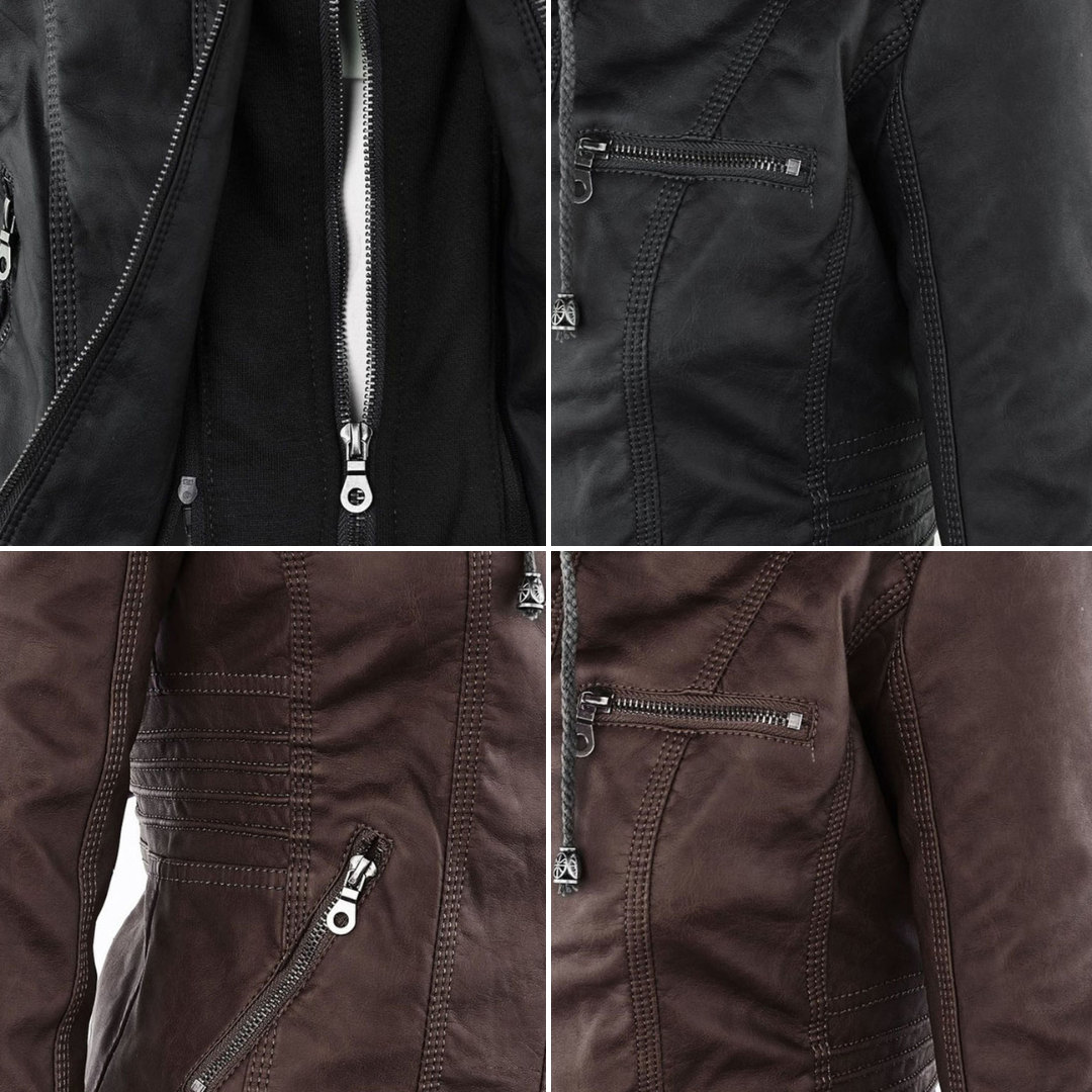Darevo | Modern Leather Jacket with Hood