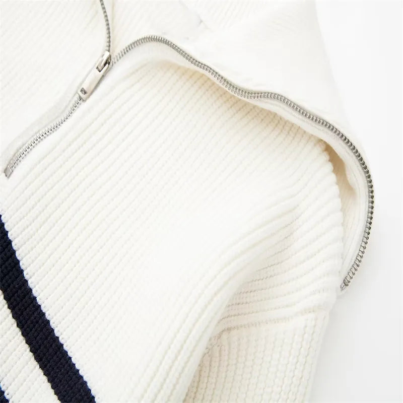 Darevo | Striped Zip Sweater
