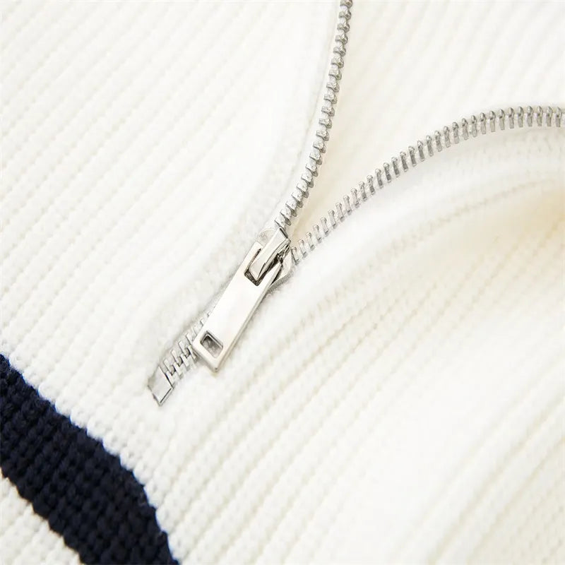 Darevo | Striped Zip Sweater