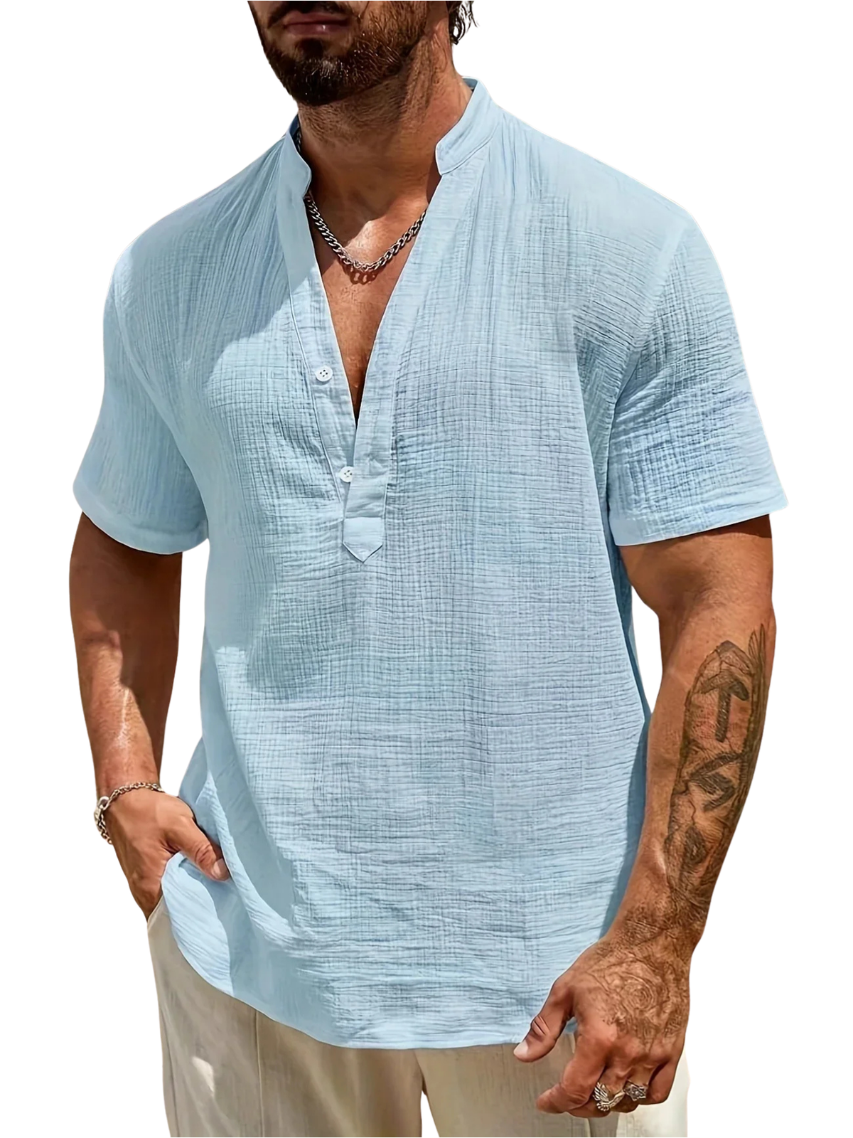 Darevo | Elegant Summer Shirt with High Collar