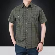Darevo | Elegant Short Sleeve Checkered Shirt