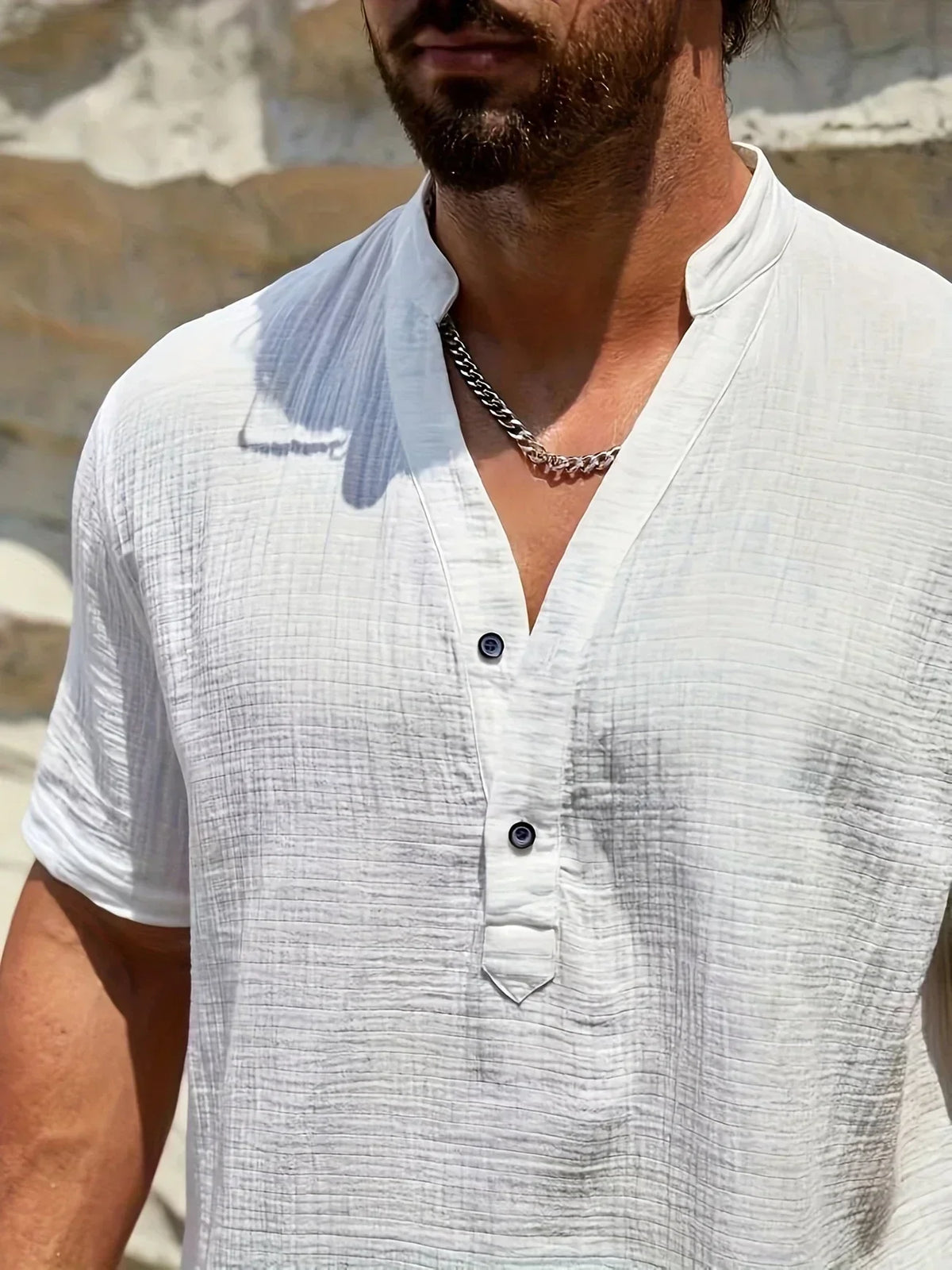 Darevo | Elegant Summer Shirt with High Collar