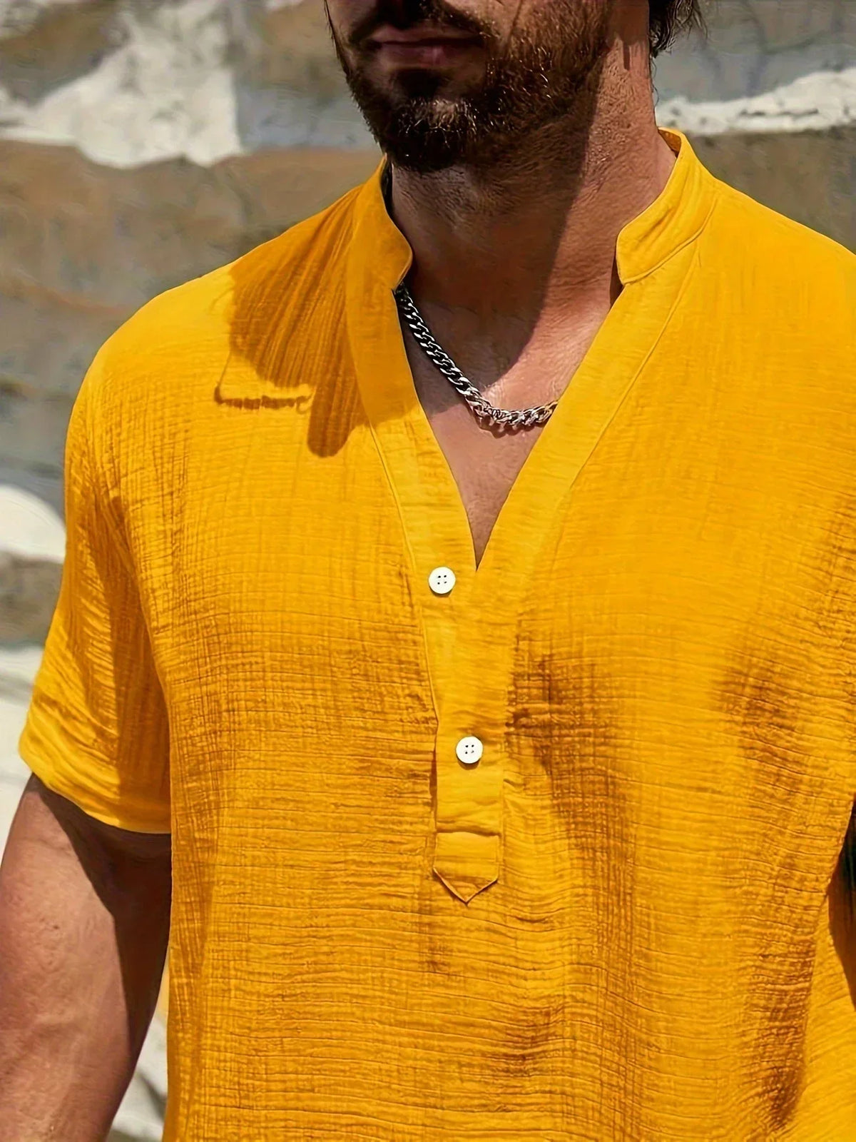 Darevo | Elegant Summer Shirt with High Collar