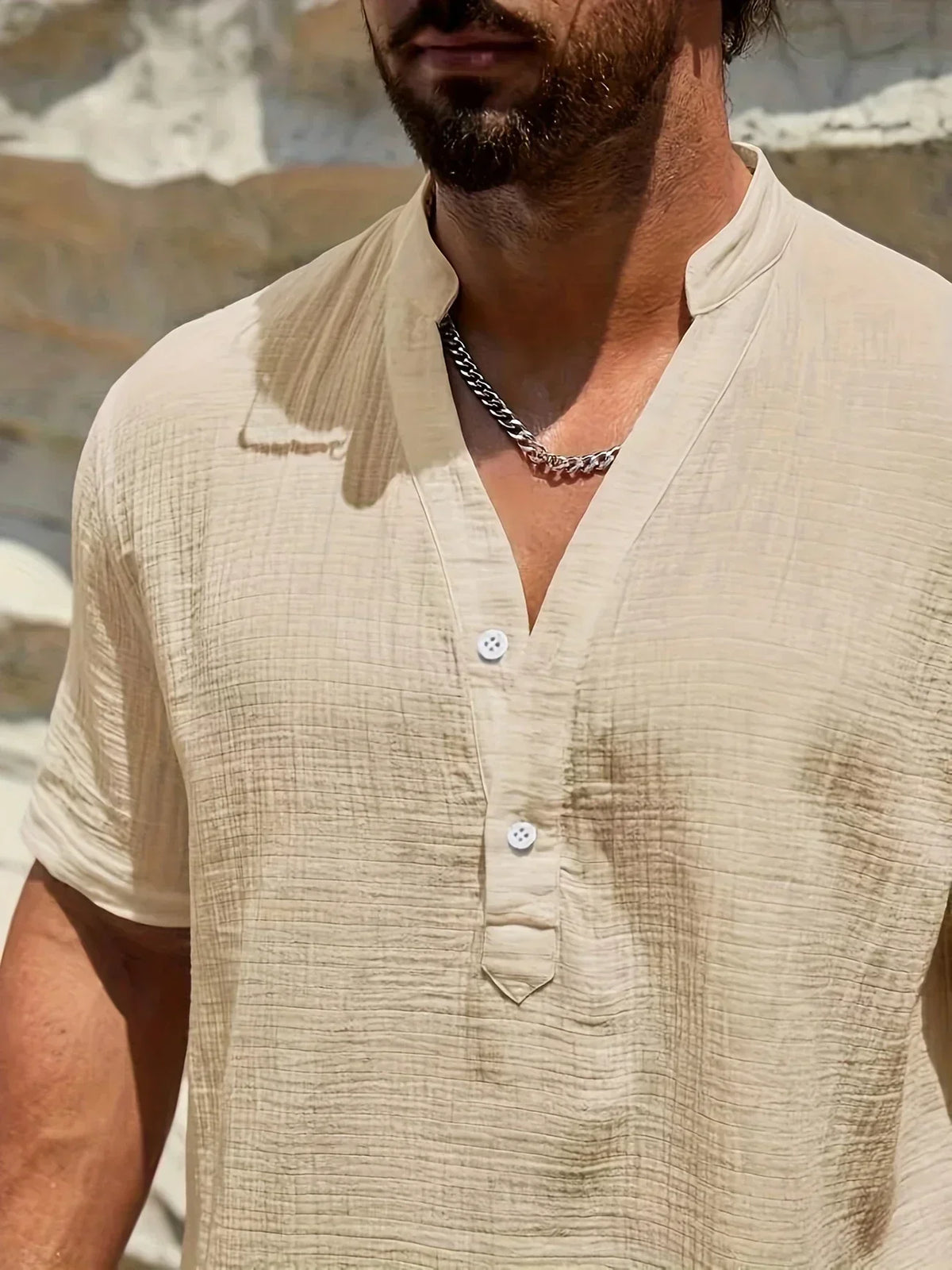 Darevo | Elegant Summer Shirt with High Collar