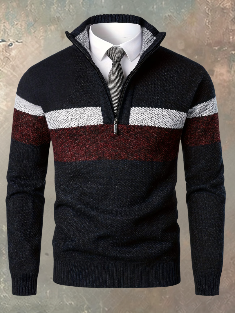 Darevo | Elegant Men's Sweater with Half Zip
