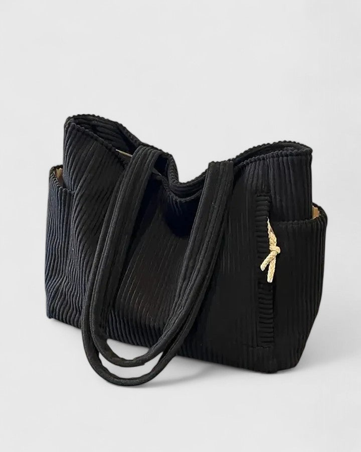 Darevo | Luxurious Ribbed Tote Bag with Cord Detail