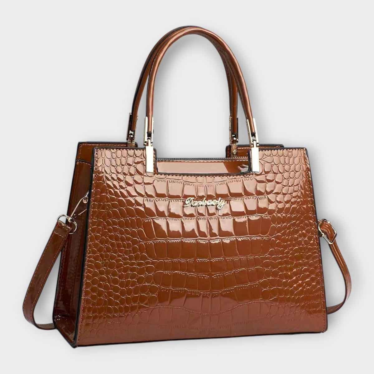 Darevo | Glossy Crocodile Pattern Handbag