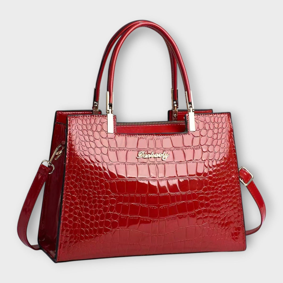 Darevo | Glossy Crocodile Pattern Handbag