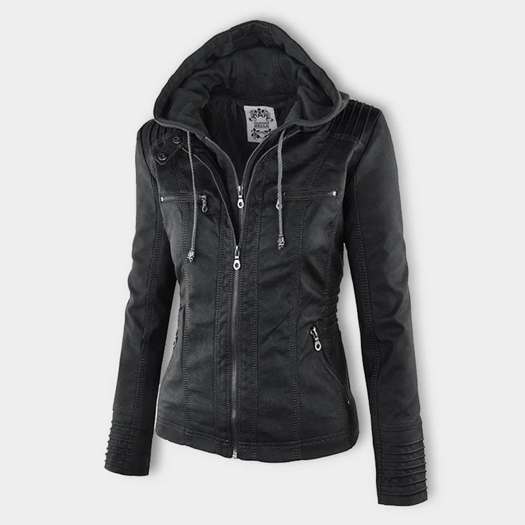 Darevo | Modern Leather Jacket with Hood