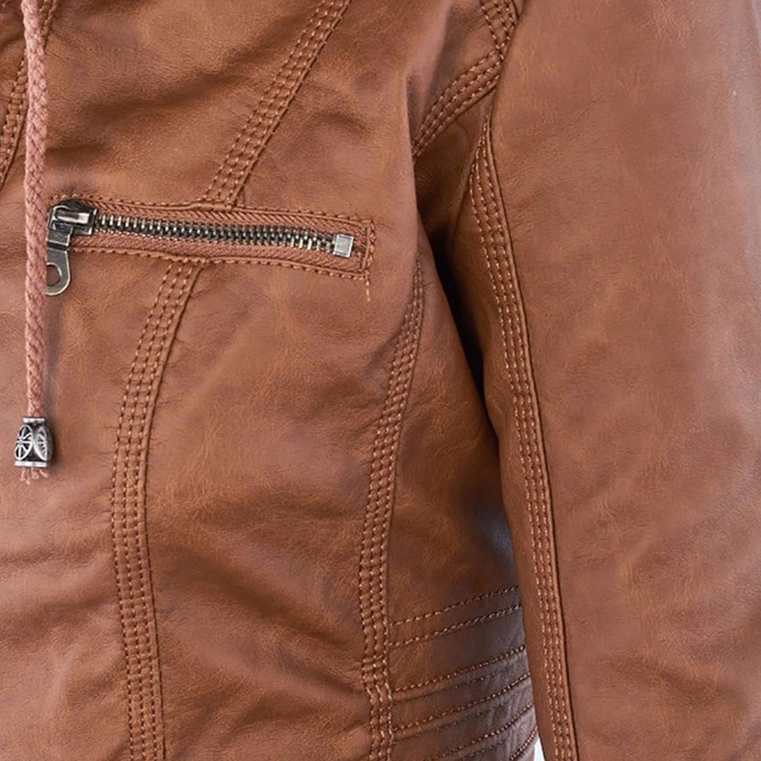 Darevo | Modern Leather Jacket with Hood