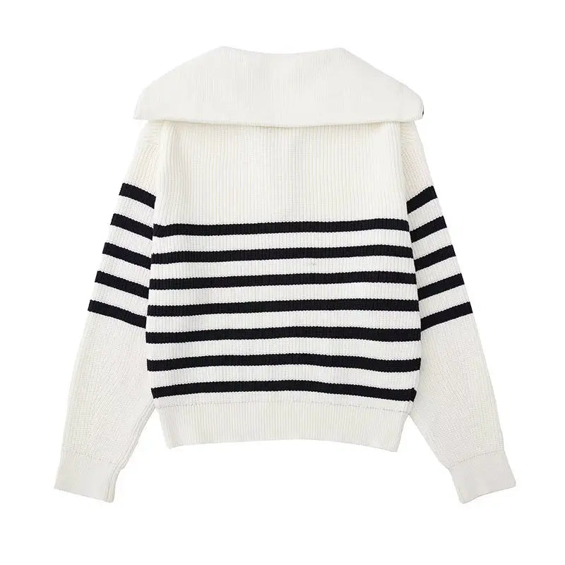 Darevo | Striped Zip Sweater