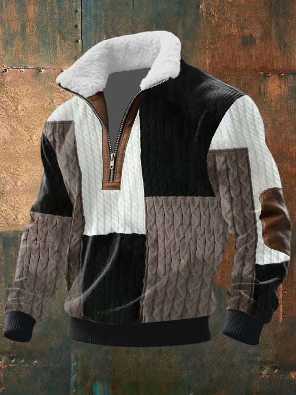 Trey | Zip-Up Sweater with a High Fur-Trimmed Collar